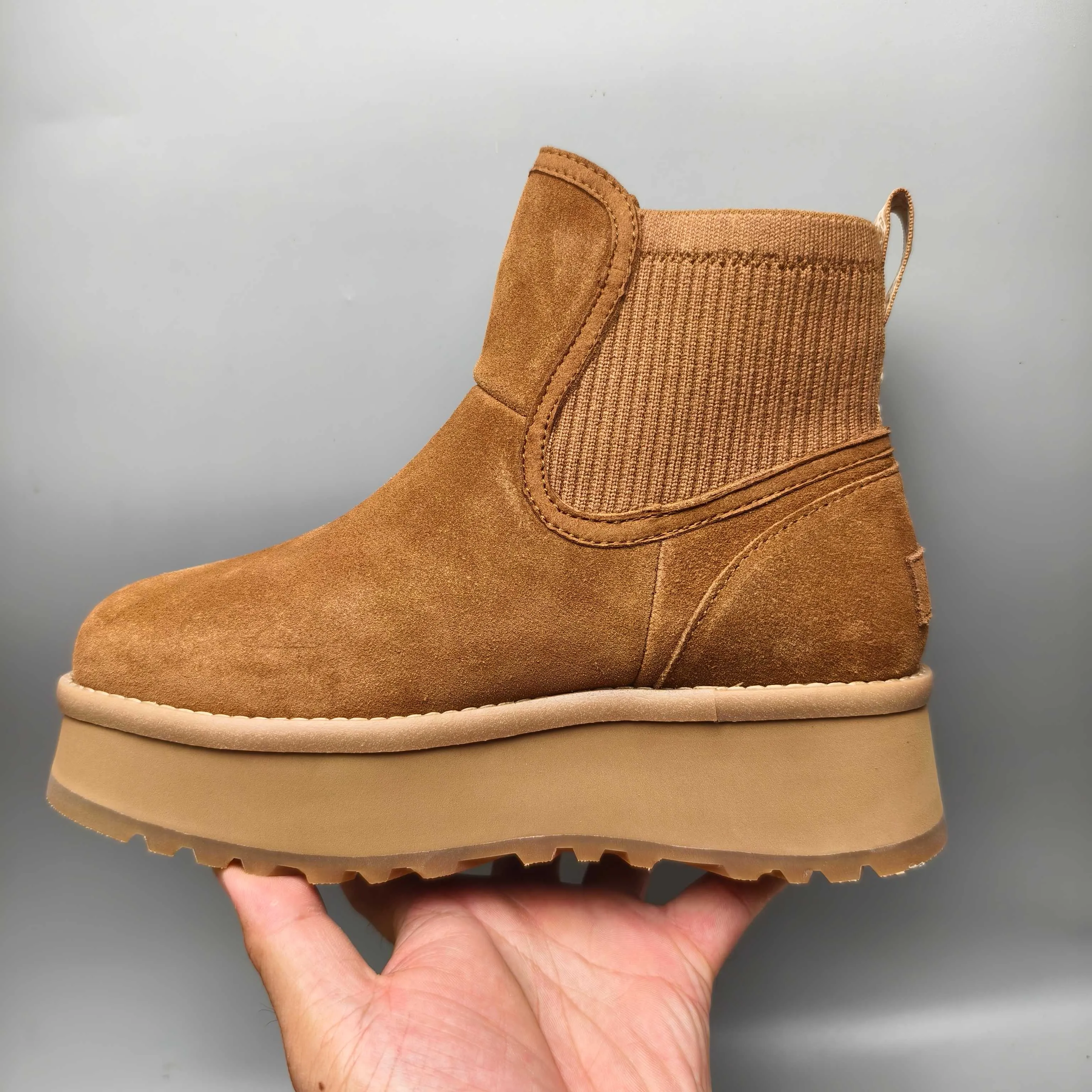 💰600 UGG sheepskin all-in-one snow boots 3258 5 cm thick-soled casual fashion shoes Color: Maroon Sand Size: 35-40